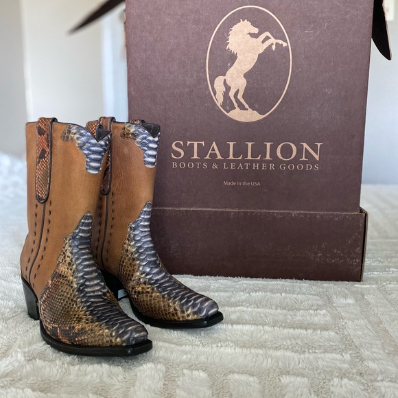 Pinto Ranch Tri Color Python Boots - Picture 8 of 10